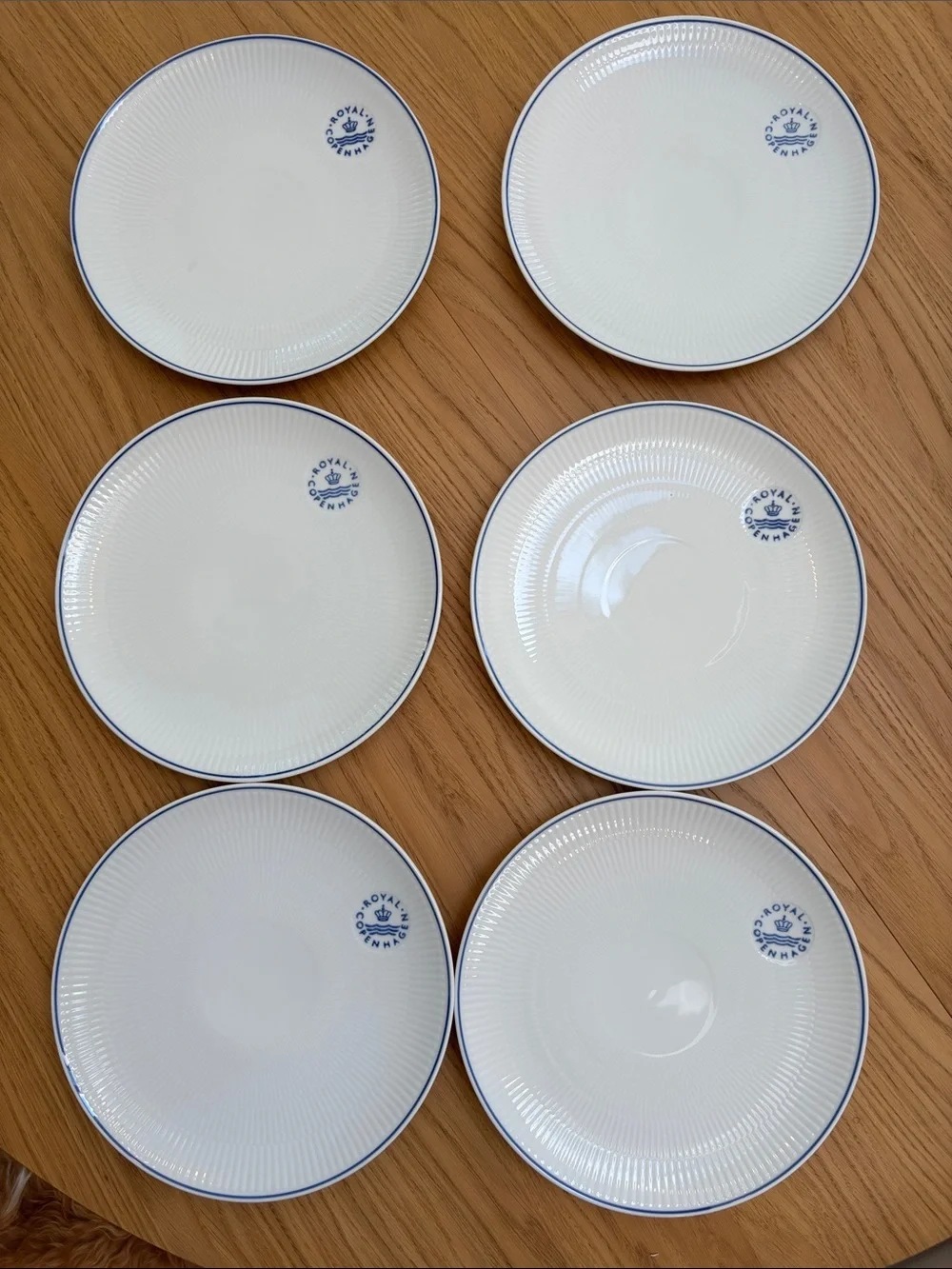 Royal Copenhagen set of 6 Blueline Plate Coupe 27 CM Porcelain Dinner Plates
